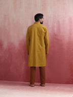 trueBrowns Men's Mustard Mandarin Collar Kurta