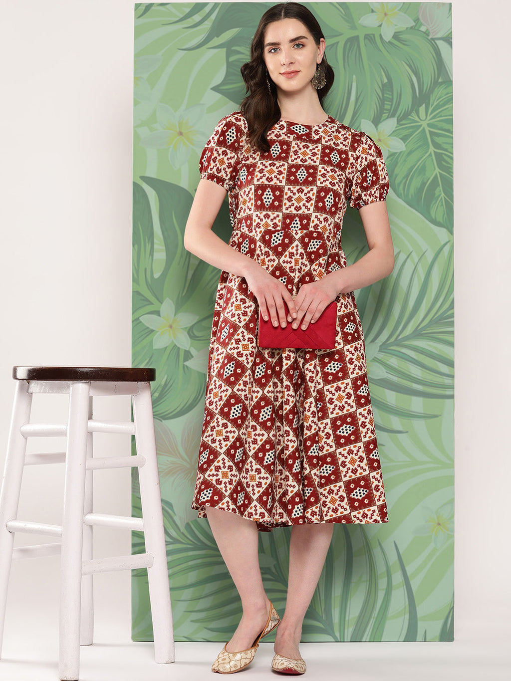 InWeave Women's Maroon Square Dress - Distacart