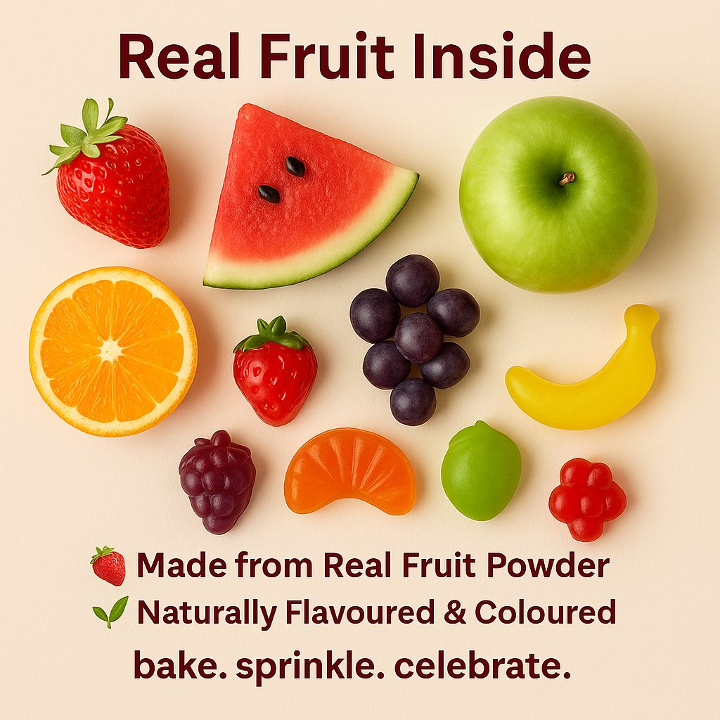 fruity classic gummies pack of strawberry watermelon grape orange apple banana gummies 300 gm