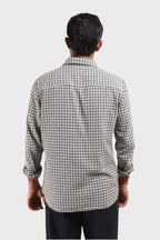 Xkind White Textured Checks Overshirt/ Shirt