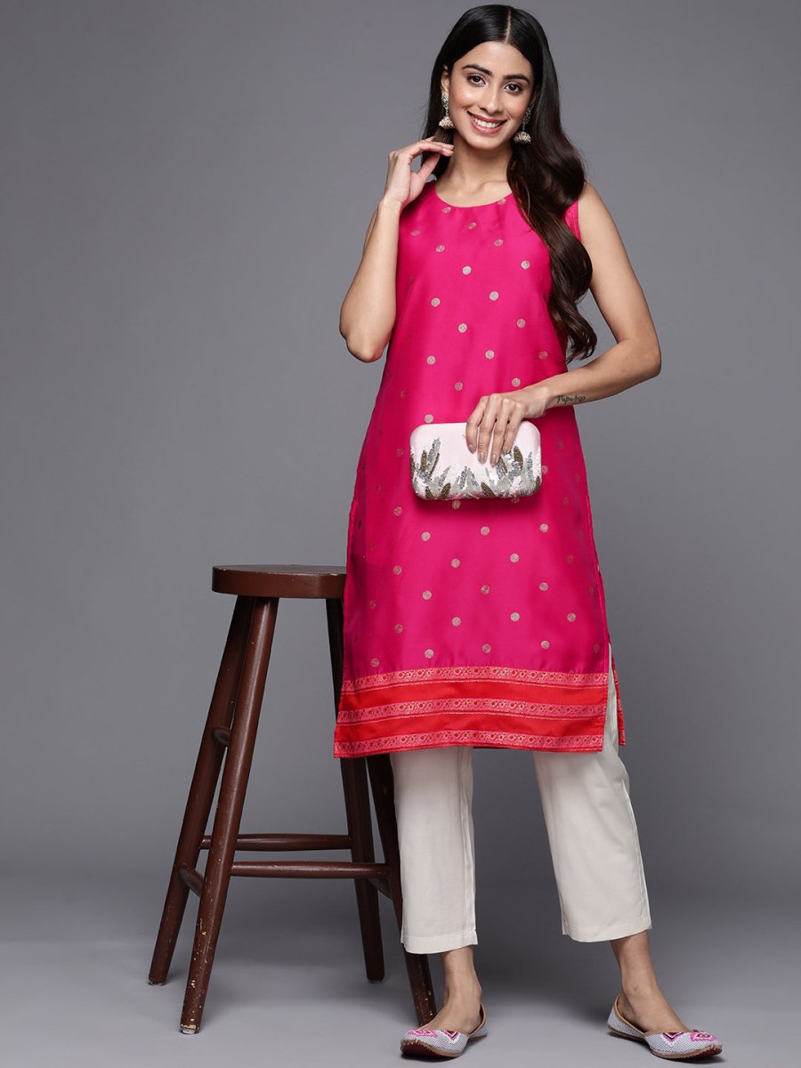 Ahalyaa Women Pink Geometric Printed Kurta