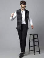 Even Apparels Men's Black Nehru Jacket With Welt Pockets
