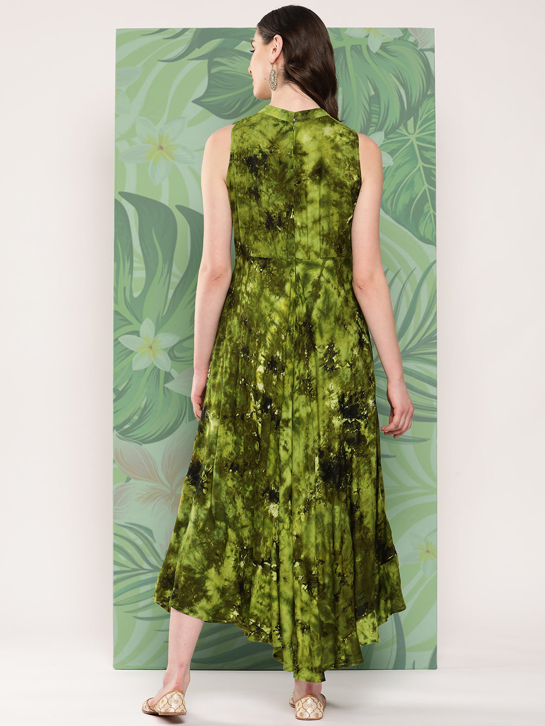 InWeave Women's Green Tie And Die Dress - Distacart