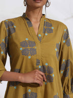 trueBrowns Green Cotton Print Straight Kurta Set - Distacart