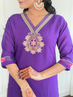 The52 Women's Beautiful Roman Silk Embroidered Straight Kurta with Pant And Dupatta Set - Distacart
