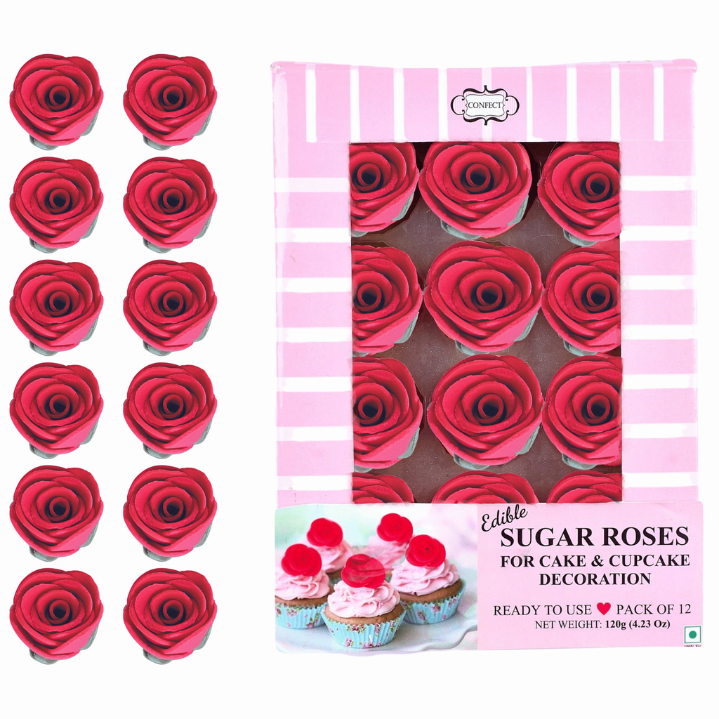 confect edible rose topper edible rose for cake decorations edible crimson pink roses pack of 12