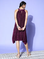 InWeave Women's Wine Pleated Dress - Distacart