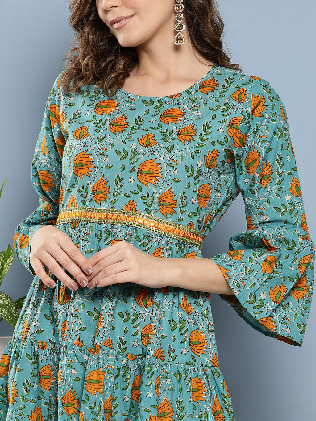 InWeave Women's Blue Mustard Print Short Dress - Distacart
