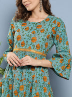 InWeave Women's Blue Mustard Print Short Dress - Distacart