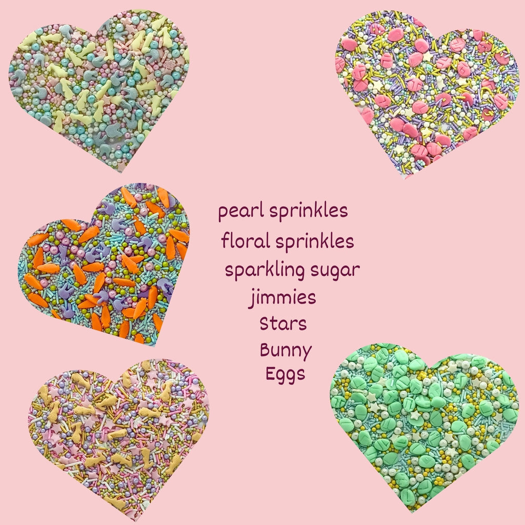 confect spring sprinkles edible mix green pink eggs yellow gold bunny pack of 5 100gms