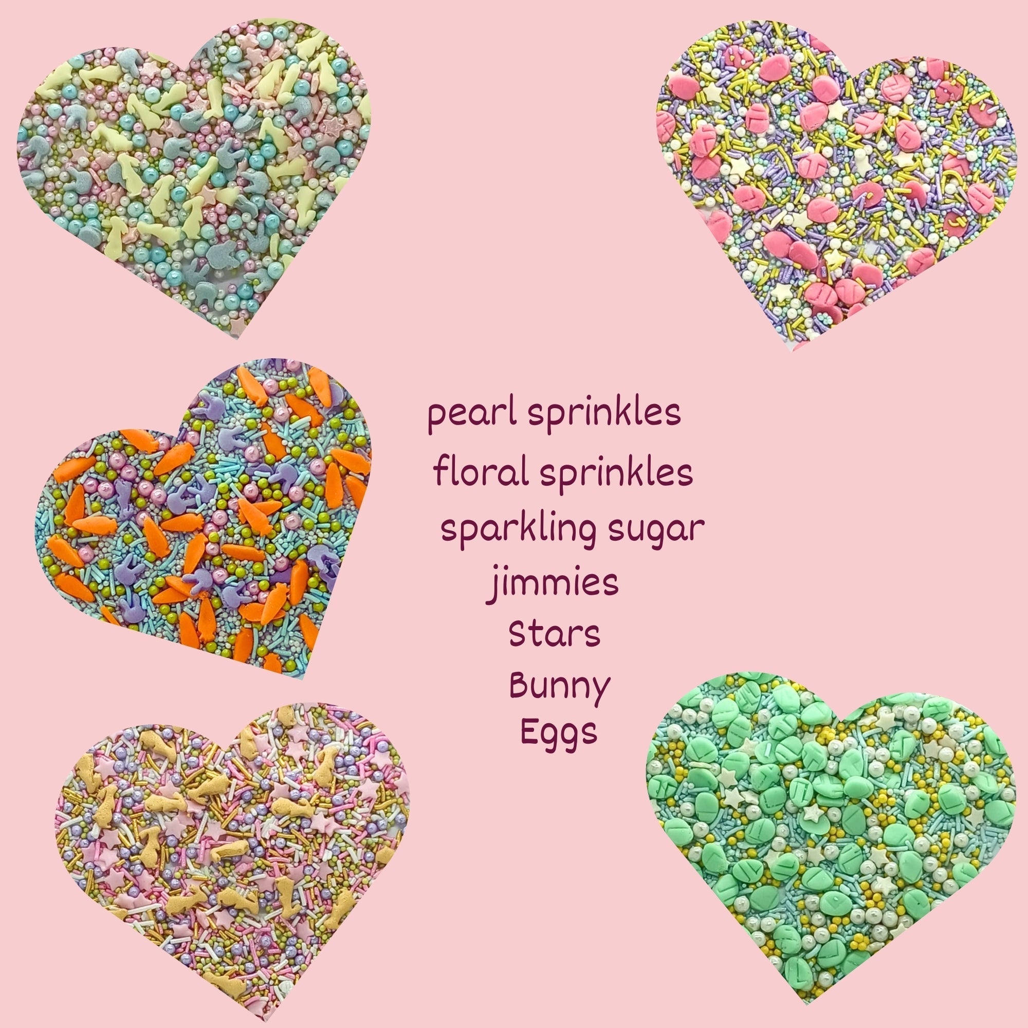 confect spring sprinkles edible mix green pink eggs yellow gold bunny pack of 5 100gms