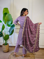 The52 Women's Gorgeous Viscose Embroidery Straight Kurta with Pant And Dupatta Set - Distacart