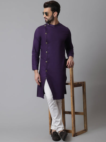 Even Apparels Purple Sherwani Kurta With Asymetrical Cut