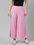 Souchii Women Pink Knitted Palazzos - Distacart