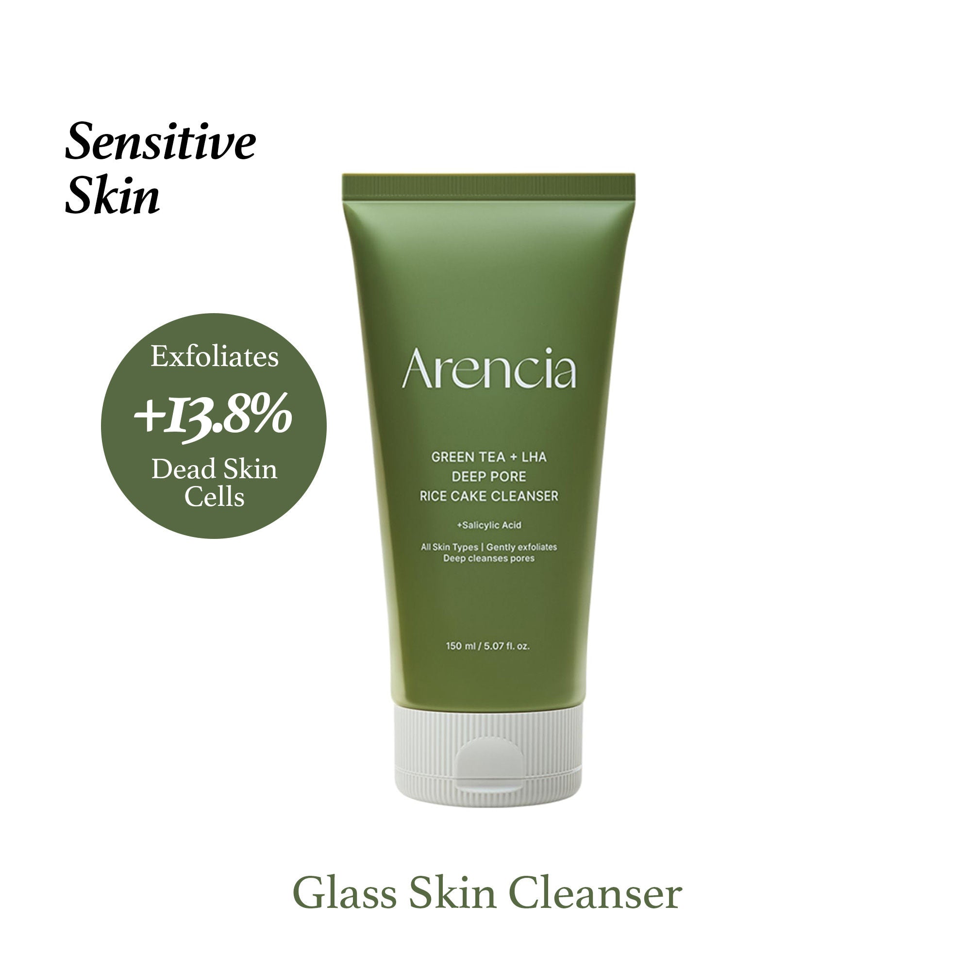 Arencia Green Tea + LHA Deep Pore Rice Cake Cleanser