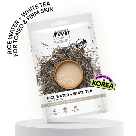 Nykaa Green Tea + Aloe Vera Sheet Mask For Hydrated Skin - Formulated in Korea - For All Skin Types - Rice Water + White Tea