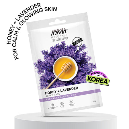 Nykaa Green Tea + Aloe Vera Sheet Mask For Hydrated Skin - Formulated in Korea - For All Skin Types - Honey + Lavender