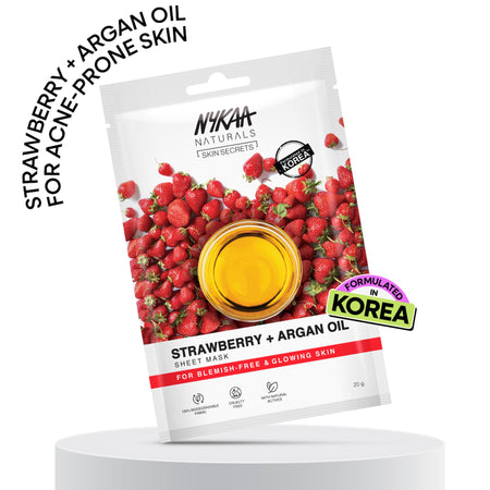 Nykaa Strawberry + Argan Oil Sheet Mask For Acne Prone Skin - Formulated In Korea
