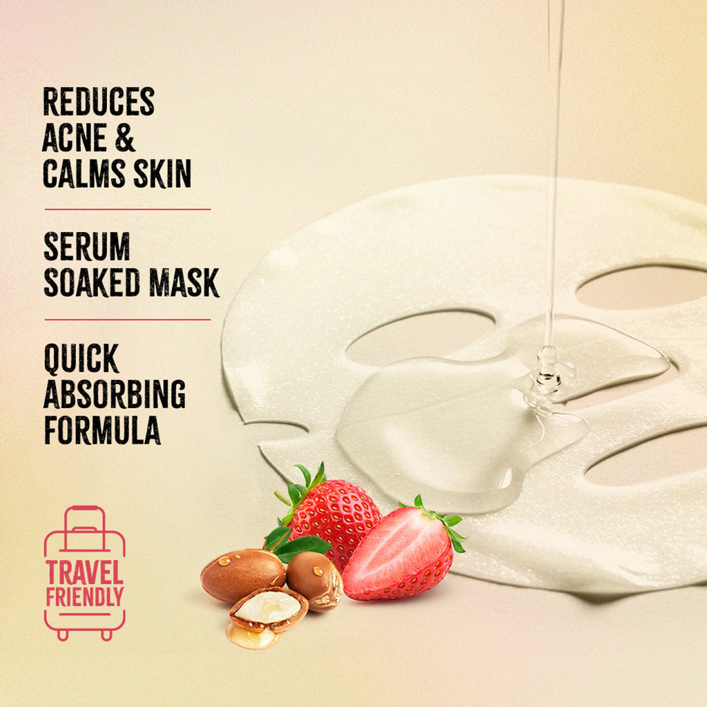 Nykaa Strawberry + Argan Oil Sheet Mask For Acne Prone Skin - Formulated In Korea - Distacart