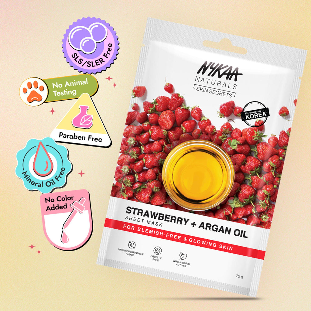 Nykaa Strawberry + Argan Oil Sheet Mask For Acne Prone Skin - Formulated In Korea - Distacart