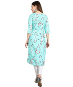 Vamika Sky Blue French Crepe Printed Party Wear/Casual Wear Kurti - Distacart