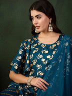 Sangria Embroidered Kurta & Palazzo With Dupatta
