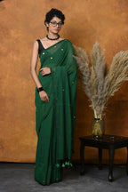 Very Much Indian Pure Mul Cotton Handloom Saree - Green - Distacart