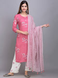 Sangria Ethnic Motifs Printed Kurta with Palazzos & Dupatta