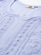ADA Women Blue & Blue Ethnic Motifs Embroidered Chikankari Georgette Kurta