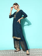 Sangria Women Floral Yoke Design Regular Kurta with Palazzos & With Dupatta
