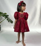 ArthLife Maroon Wreath Partywear Dress