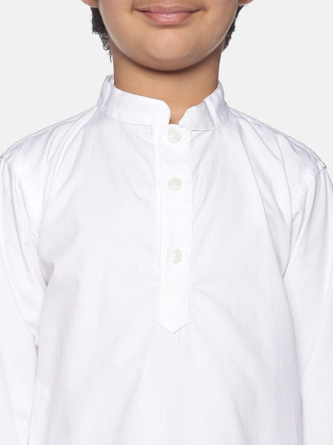 Sethukrishna Boys White Pure Cotton Kurta with Churidar