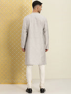 House of Pataudi Men Floral Printed Mandarin Collar Jashn Kurta