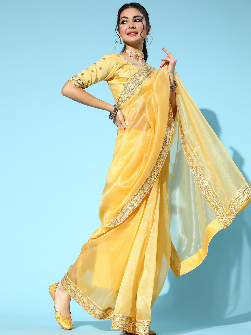 Saree Mall Solid Saree with Woven Design Border - Distacart