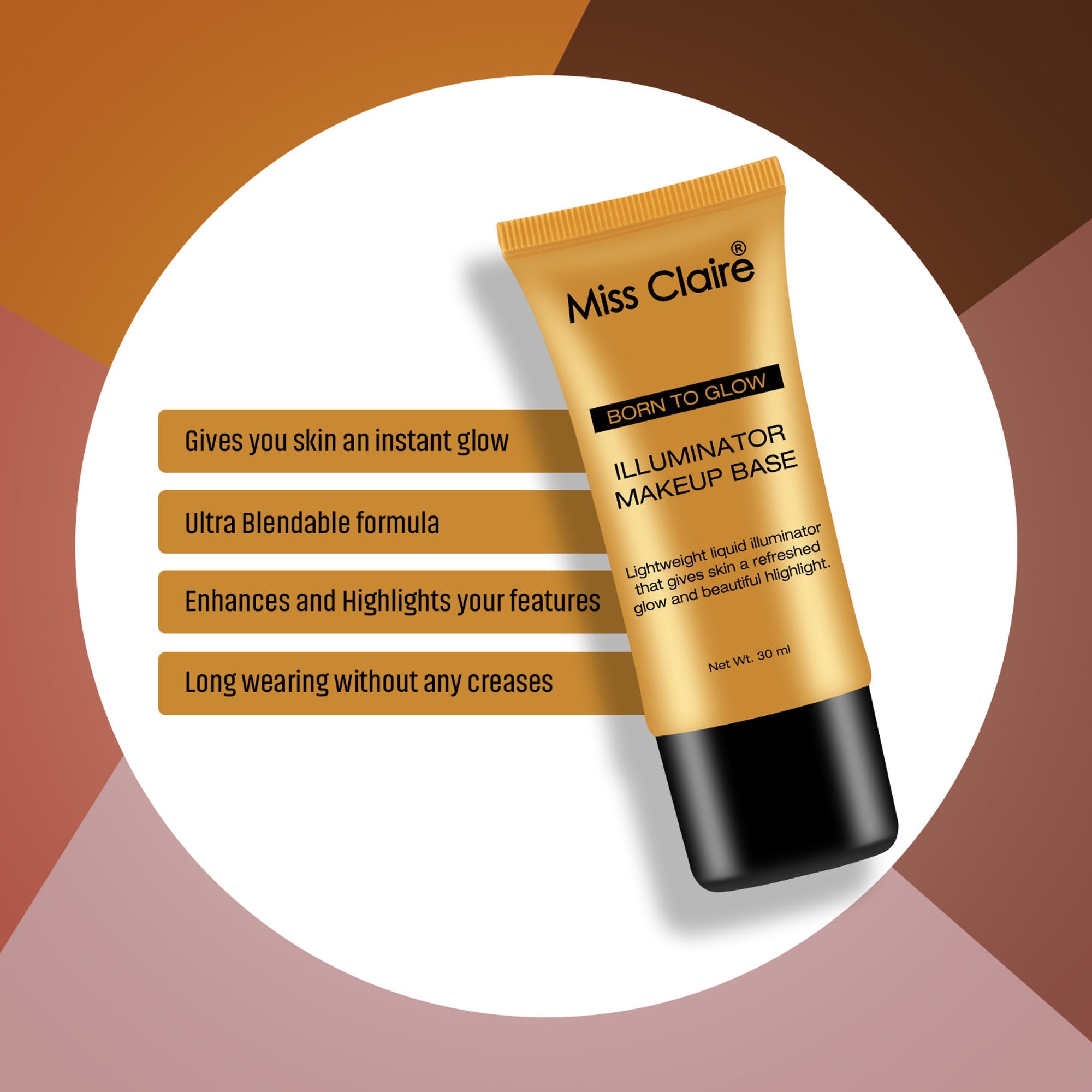 Miss Claire Illuminator Makeup Base - 03 Gold - Distacart