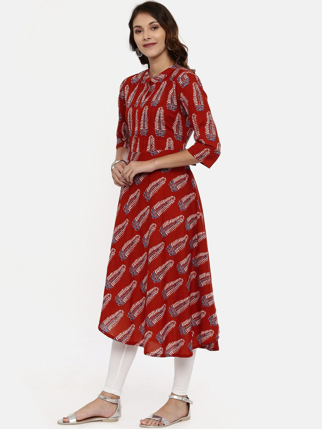 Souchii Maroon Printed A-Line Kurta - Distacart