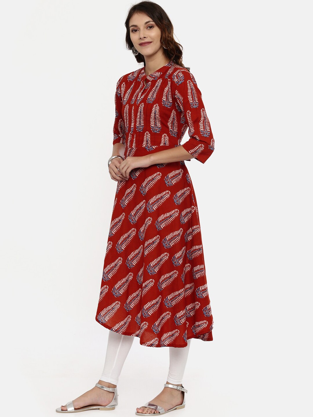 Souchii Maroon Printed A-Line Kurta - Distacart
