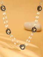 Rhodium Plated Kundan Necklace - Ruby Raang