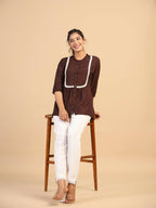 Womens Brown Rayon Solid Top - Keeva
