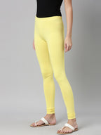 Souchii Yellow Solid Slim-Fit Churidar-Length Leggings - Distacart