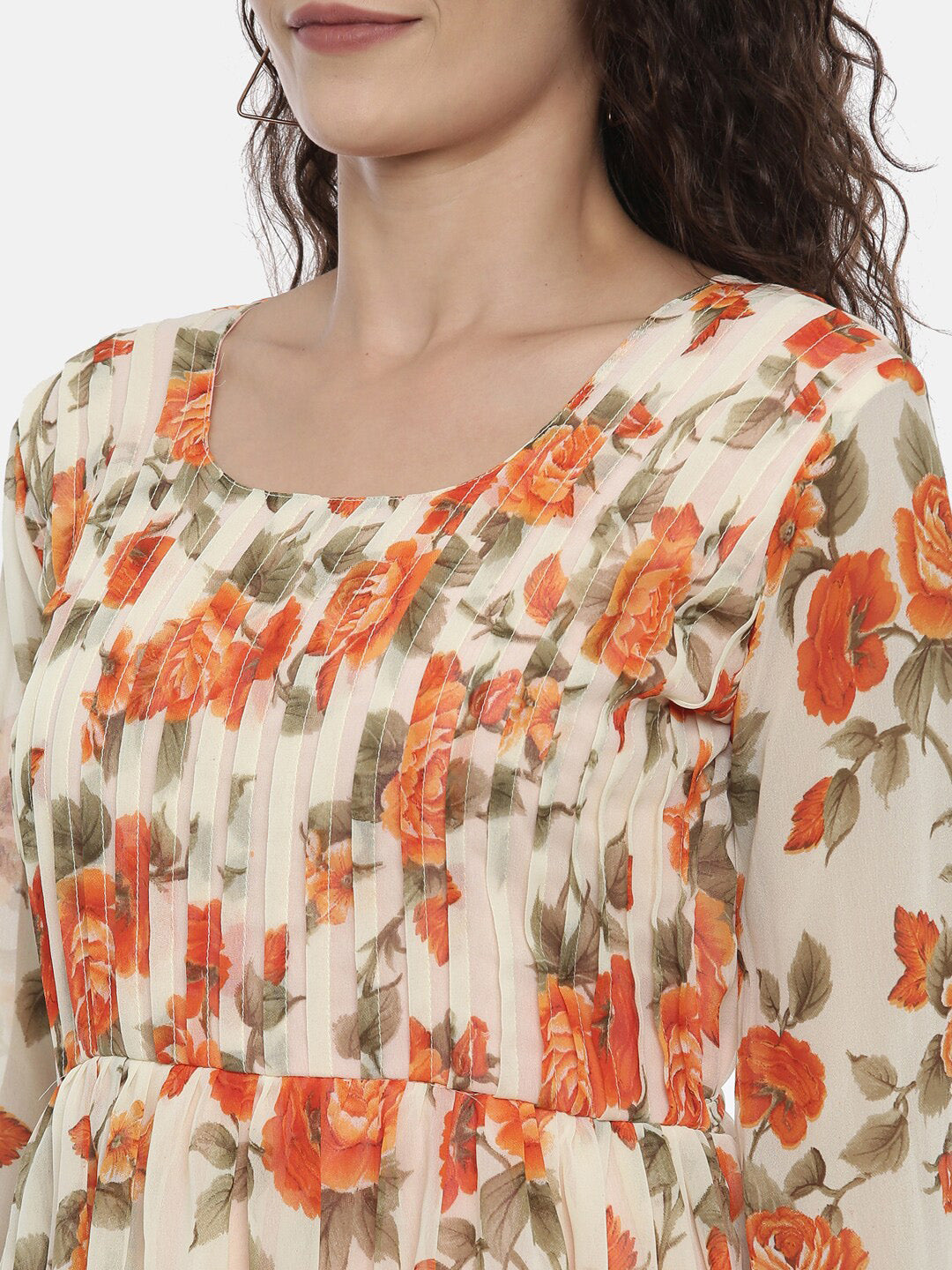 Souchii Women Cream-Coloured Printed A-Line Dress - Distacart