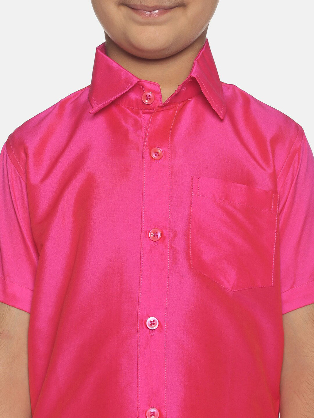 Sethukrishna Pink & White Shirt with Veshti Set For Boys