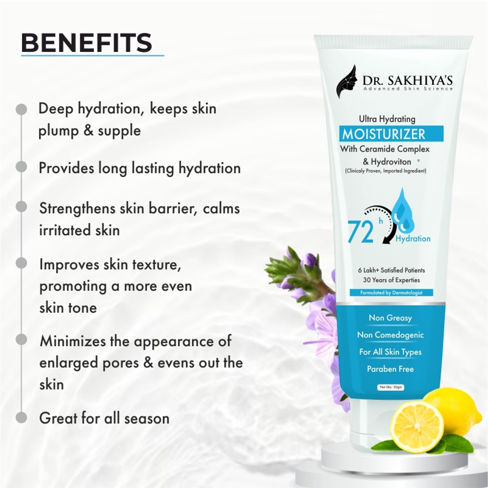 Dr.Sakhiya Ultra Hydrating Face Moisturizer Lightweight Daily Hydration for All Skin Types - Distacart