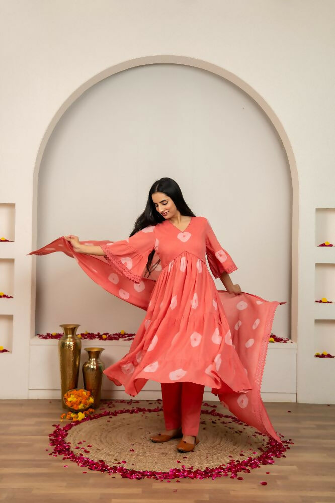 Joban Fashion Pink Tie & Dye Cotton Suit Set - Distacart