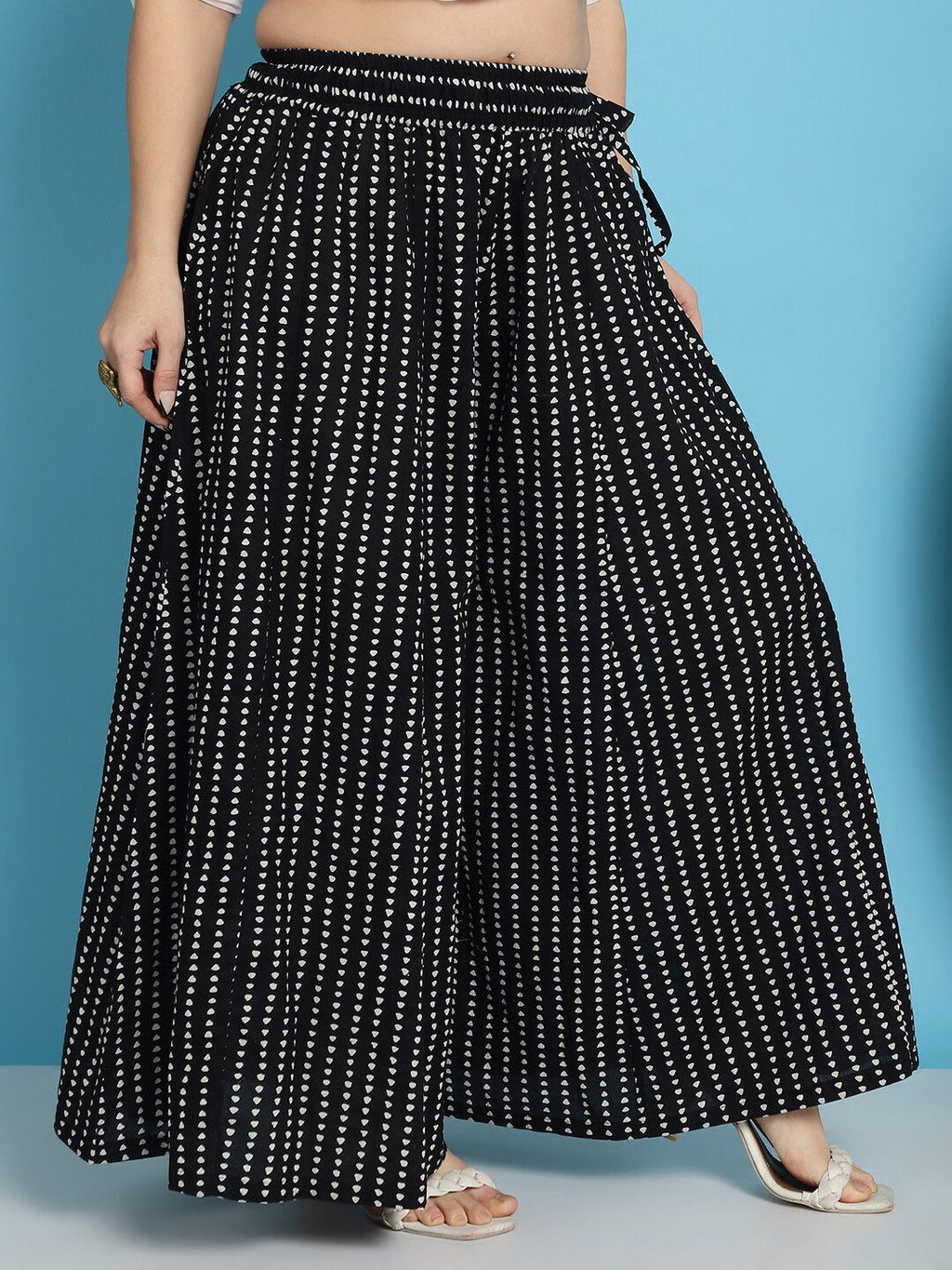 TAG 7 Geometric Printed Pure Cotton Flared Ethnic Palazzo