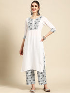 Sangria Floral Yoke Design Regular Gotta Patti Kurta with Palazzos