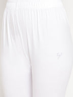 TAG 7 Women Pack Of 2 White & Blue Solid Ankle-Length Leggings