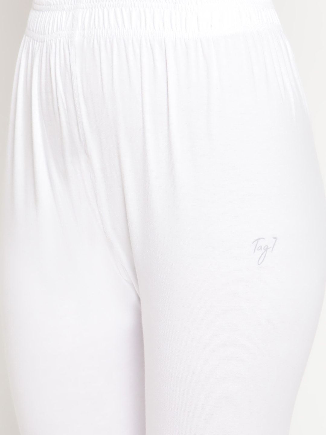 TAG 7 Women Pack Of 2 White & Blue Solid Ankle-Length Leggings