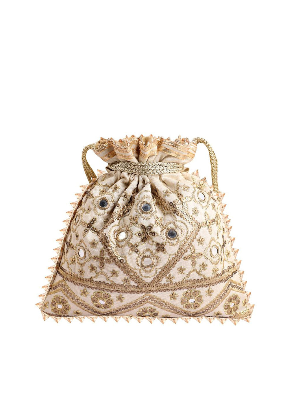 Masq Beige Embellished Embroidered Potli Clutch - Distacart