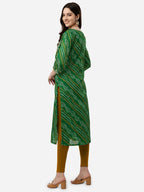 HERE&NOW Women Green Leheriya Printed Pure Cotton Kurta